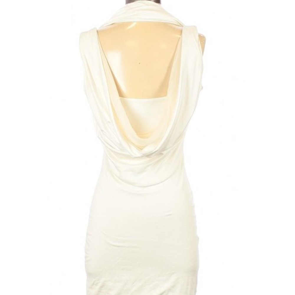 DESIGNER Silk Sleeveless Halter Mini Short Solid Bridal Graduation Tea Dress - Picture 2 of 4